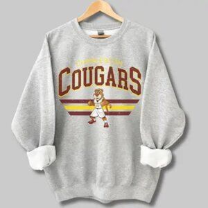 Charleston Cougars Graphic Sweatshirt Gray Unisex Vintage Style Pullover Heavy